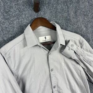 Father Sons Stretch Slim Fit Shirt Mens M Button Up Gray Dress Casual